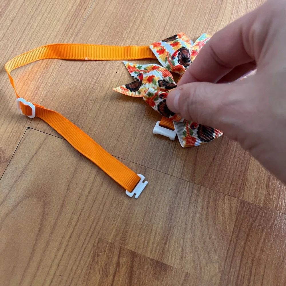 Thanksgiving turkey print bow cat/dog collar